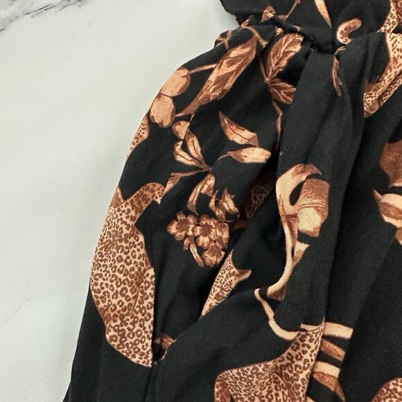 Torrid Womens Sundress Plus Size 2x Black Brown Jungle Tropical Jaguar Pockets - Picture 5 of 11